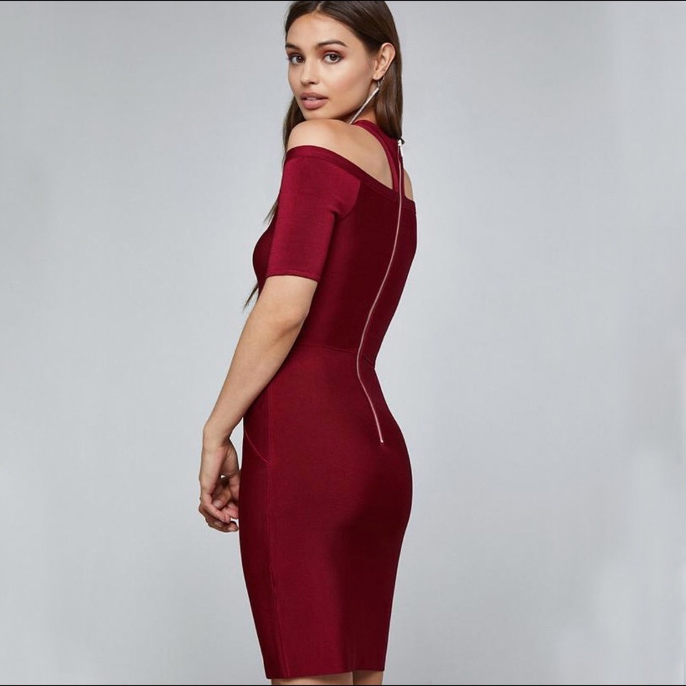 Bebe Y Neck Cutout Bandage Dress